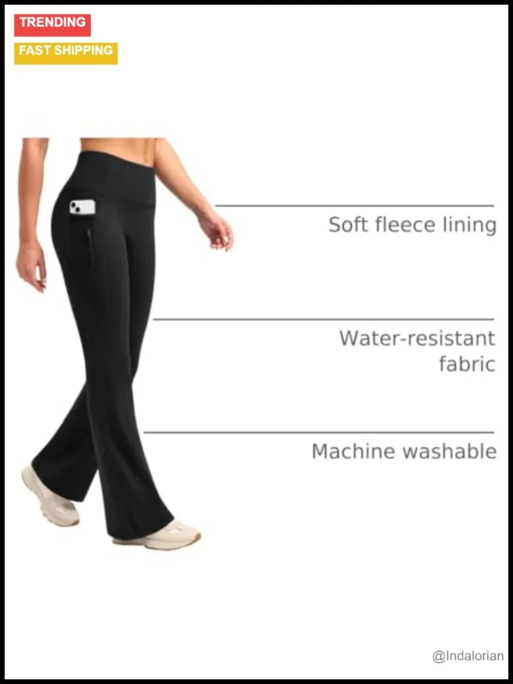 Women's Fleece Lined High Waisted Flare Leggings with Pockets Bootcut Yoga